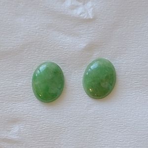 SOLD - 1 Pair Loose Oval Green Untreated Natural Jadeite Jade Cabachons